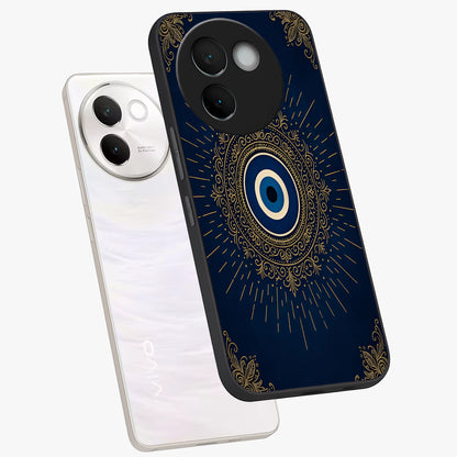Golden Celestial Charm Glass Case displayed in angled mockup highlighting sparkling cosmic charm design with celestial aesthetic.
