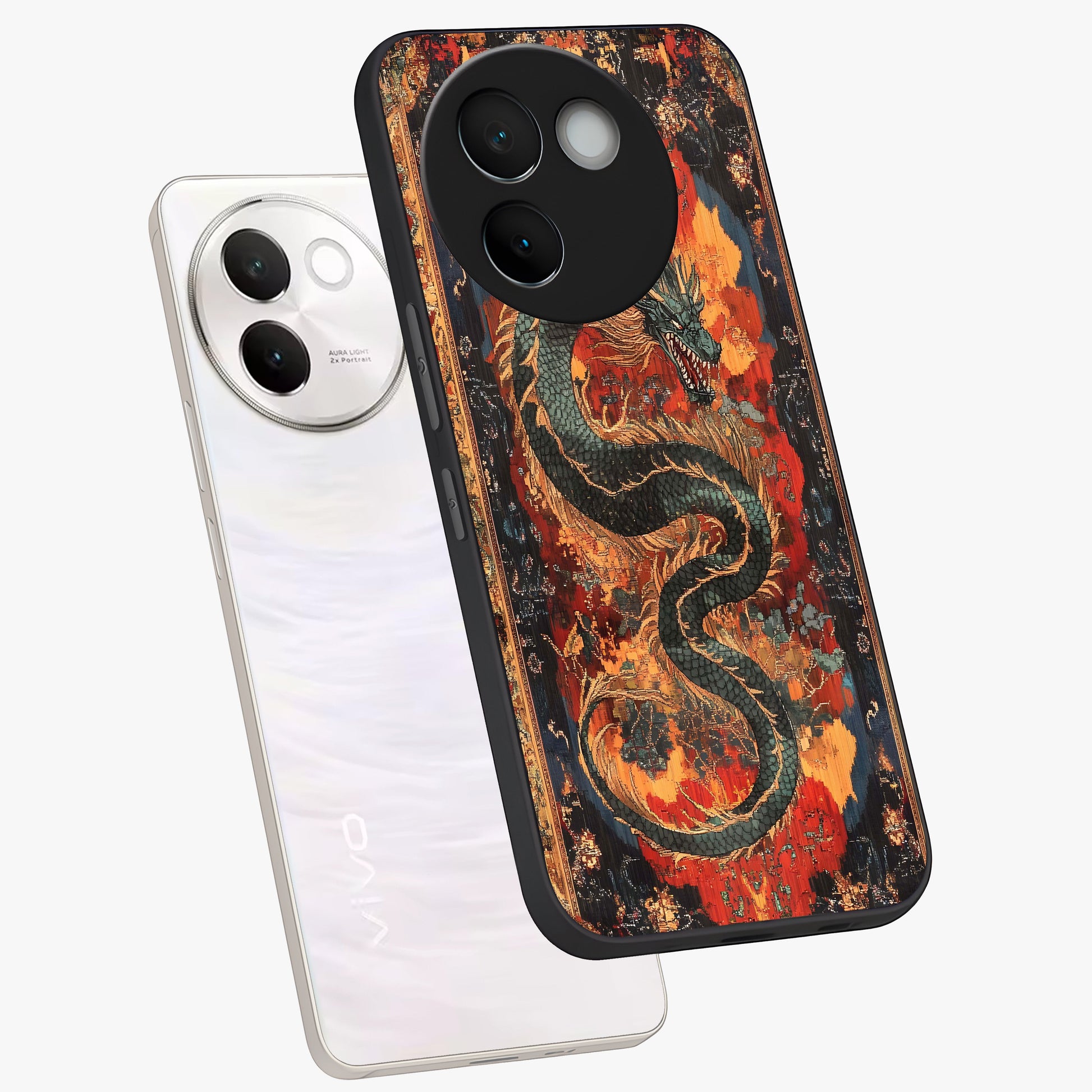 Inferno Dragon Soul Glass Case displayed in angled mockup highlighting powerful dragon illustration with inferno aesthetic.