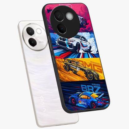 JDM Sports Car Glass Case displayed in angled mockup highlighting sleek Japanese racing car design with automotive aesthetic.