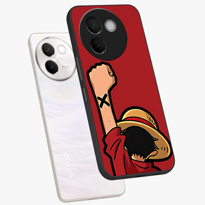 Luffy X Spirit Glass Case displayed in angled mockup highlighting powerful anime design with energetic action aesthetic.