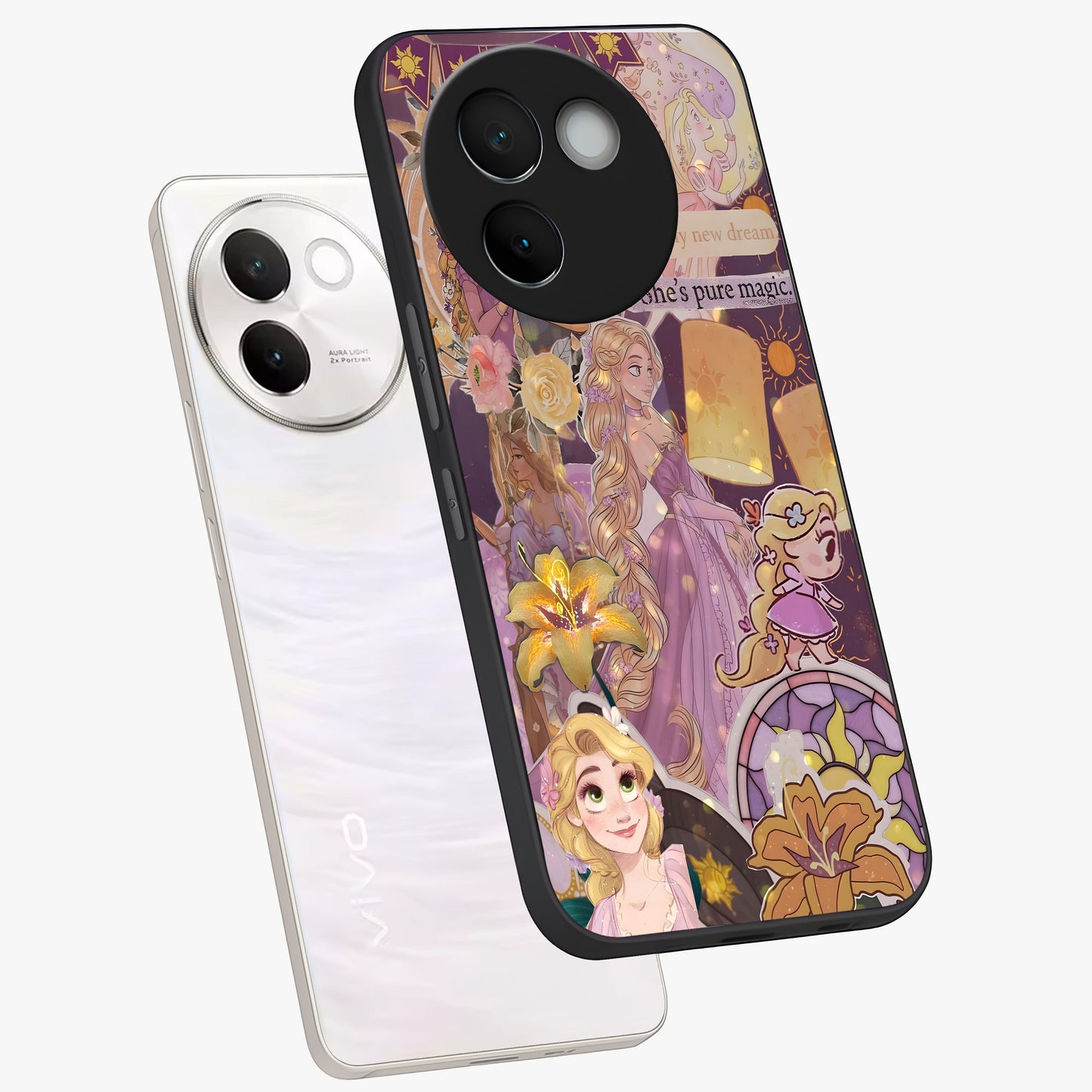 Magical Tangled Dream Glass Case displayed in angled mockup highlighting whimsical fantasy design with magical aesthetic.