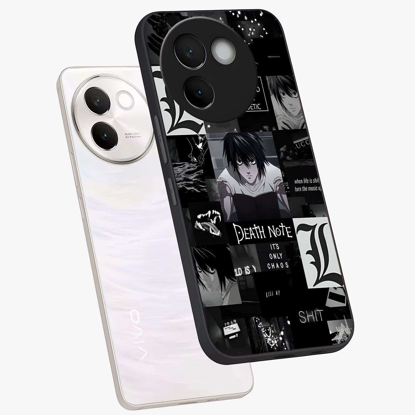Midnight Chaos Mind Glass Case displayed in angled mockup highlighting chaotic artistic design with dramatic midnight aesthetic.