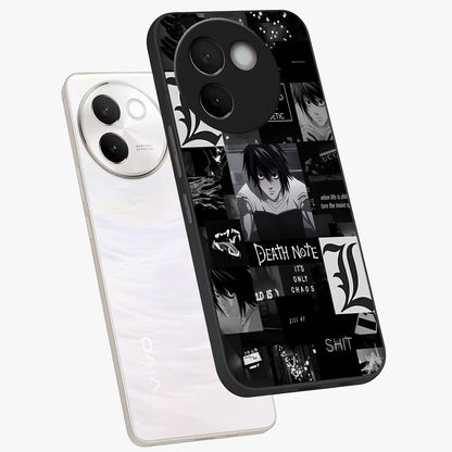 Midnight Chaos Mind Glass Case displayed in angled mockup highlighting chaotic artistic design with dramatic midnight aesthetic.