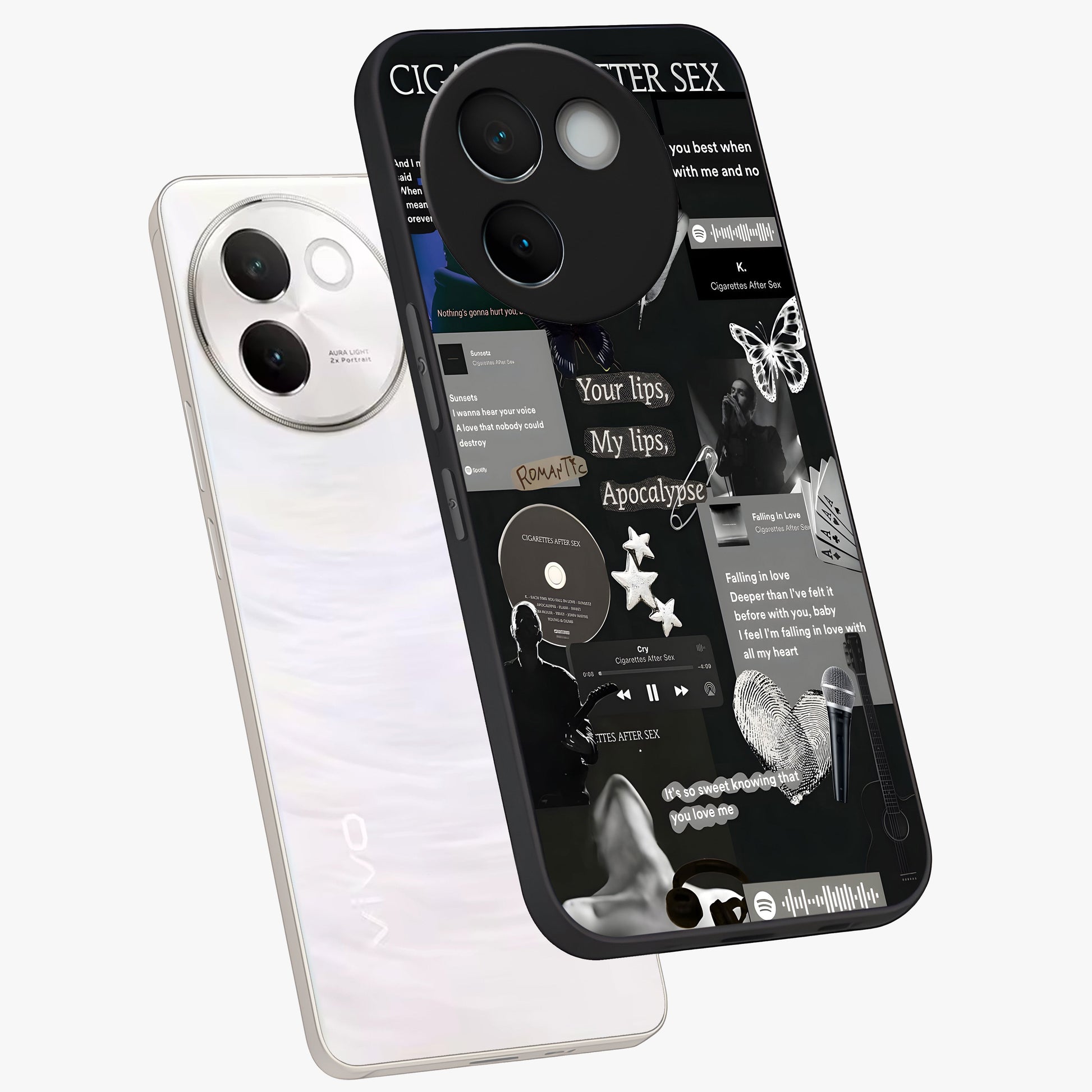 Midnight Love Echo Glass Case displayed in angled mockup highlighting elegant love inspired design with deep aesthetic style.