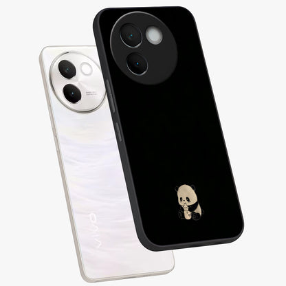 Midnight Panda Love Glass Case displayed in angled mockup highlighting adorable panda illustration with midnight aesthetic.