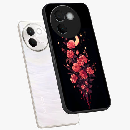 Moonlit Floral Elegance Glass Case displayed in angled mockup highlighting graceful flower design with soft moonlight aesthetic.