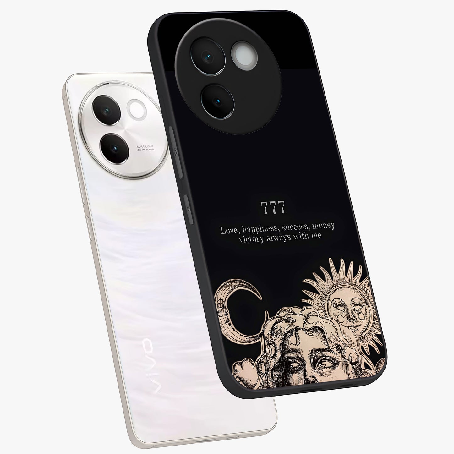 Mystic Victory Aura Glass Case displayed in angled mockup highlighting energetic aura design with bold mystical aesthetic.