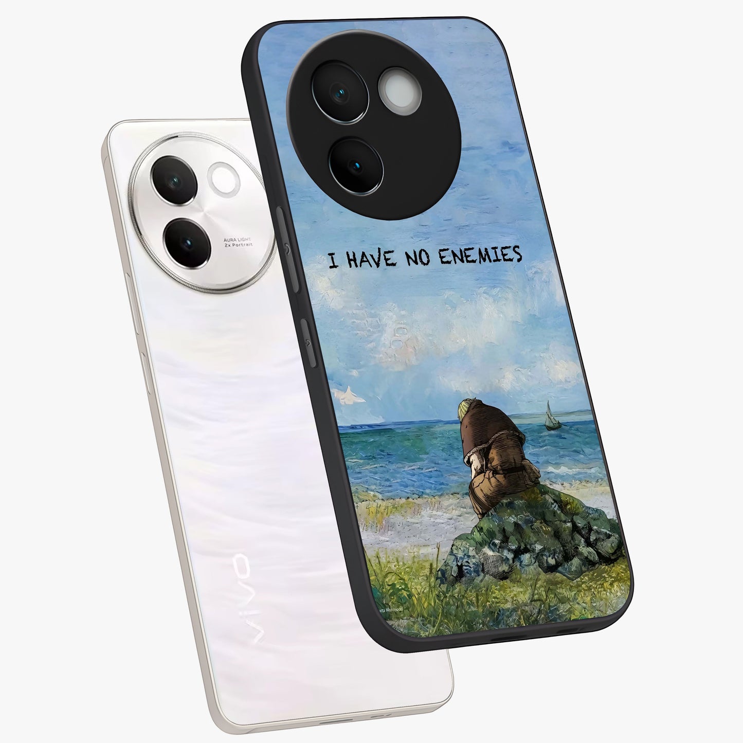 Peace Beyond War Glass Case displayed in angled mockup highlighting meaningful message design with artistic aesthetic style.