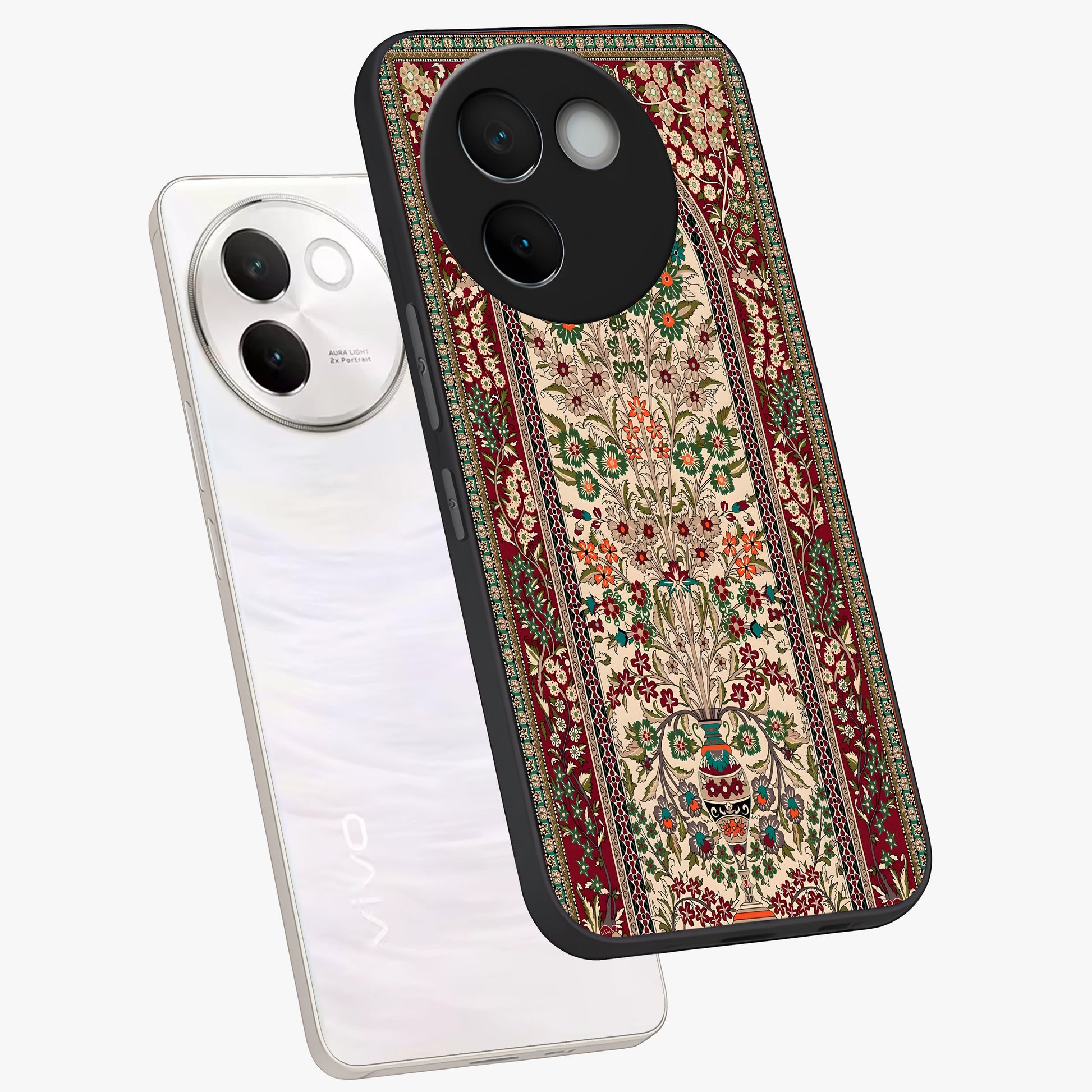 Persian Inspired Glass Case displayed in angled mockup highlighting intricate traditional design with elegant cultural aesthetic.