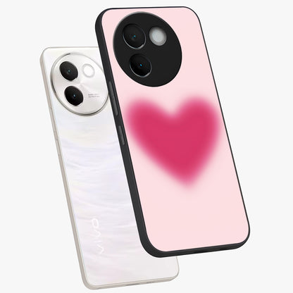 Pink Aura Heart Glass Case displayed in angled mockup highlighting vibrant pink heart design with dreamy aura aesthetic.