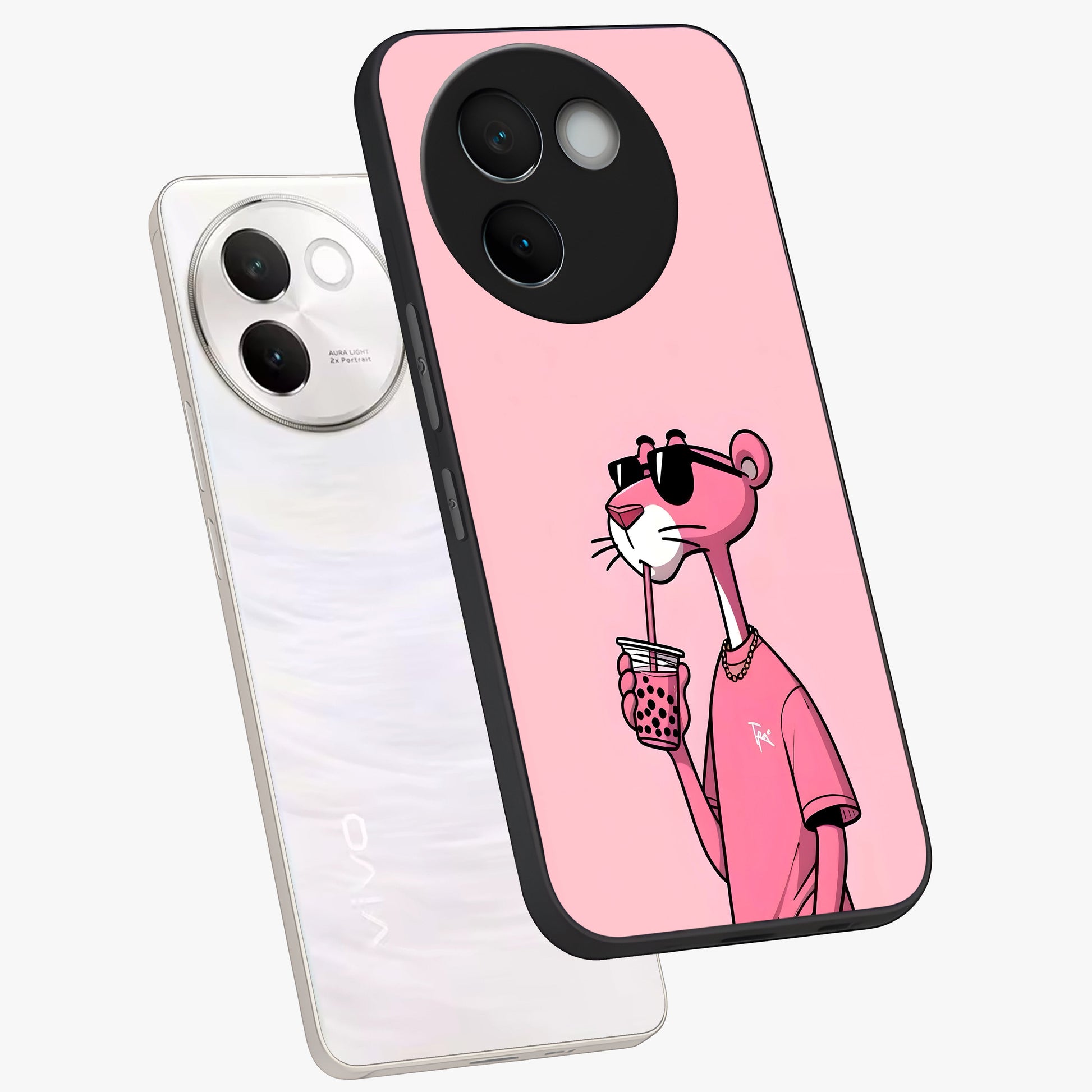 Pink Panther Glass Case displayed in angled mockup highlighting playful cartoon character design with vibrant pink aesthetic.