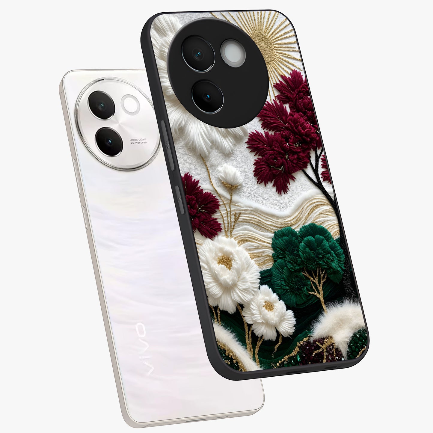 Radiant Bloom Elegance Glass Case displayed in angled mockup highlighting graceful floral design with radiant aesthetic style.
