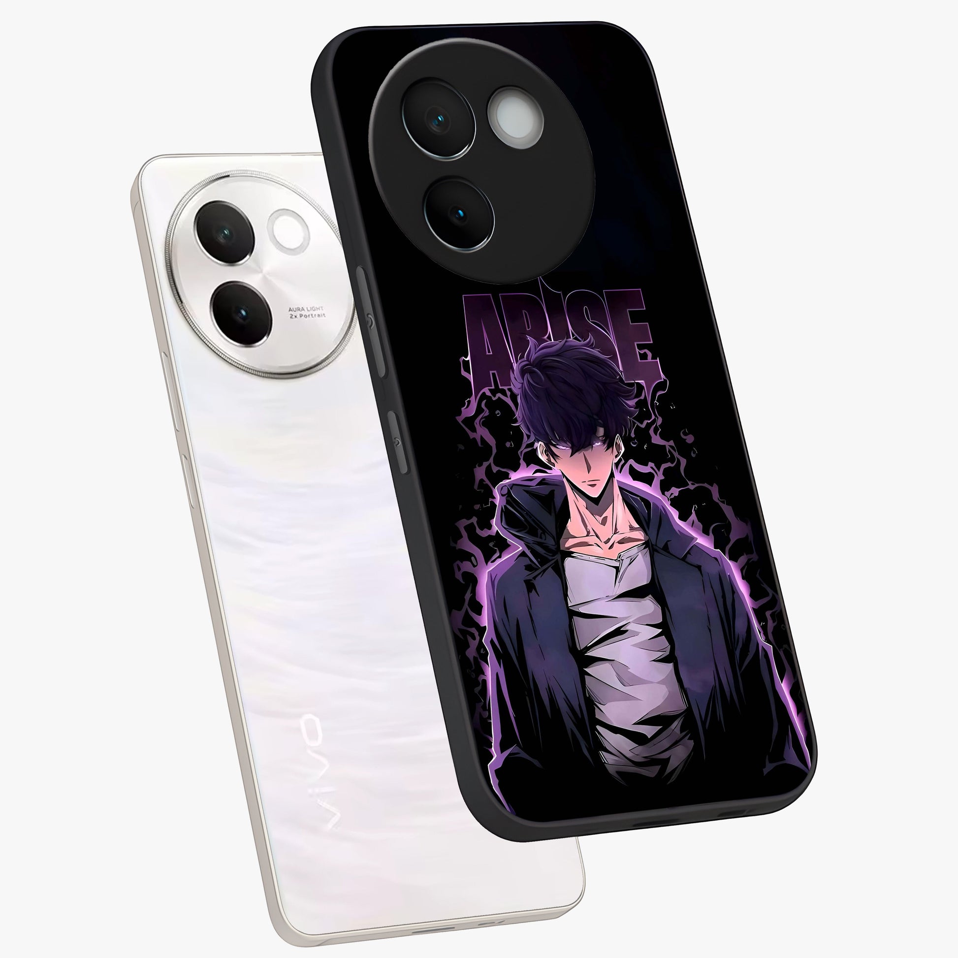 Shadow Monarch Awakening Glass Case displayed in angled mockup highlighting dramatic shadow warrior design with fantasy aesthetic.
