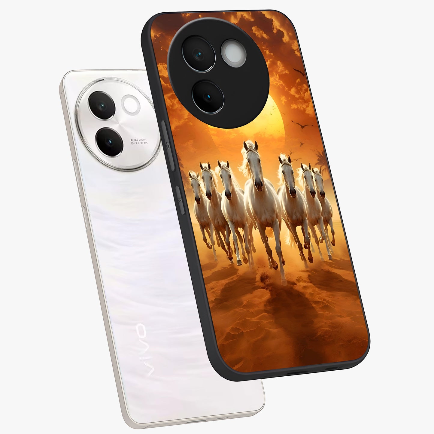 Wild Sunset Majesty Glass Case displayed in angled mockup highlighting vibrant sunset sky design with scenic aesthetic.