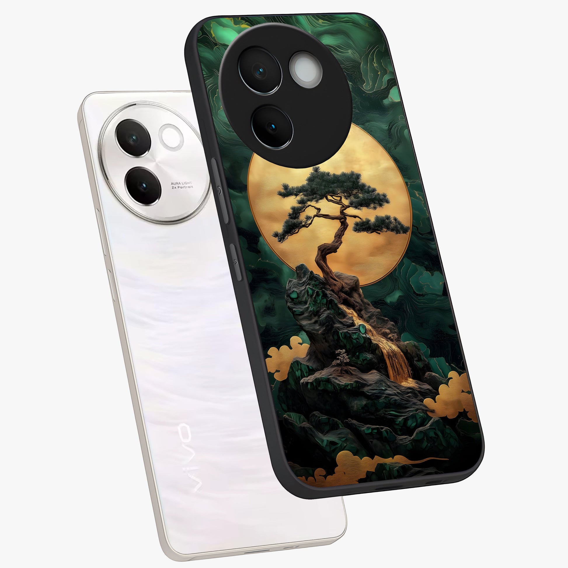 Zen Moon Rise Glass Case displayed in angled mockup highlighting peaceful lunar design with zen aesthetic style.