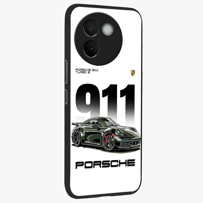 911 Turbo Dominance Glass Case upright perspective showcasing powerful racing design and modern automotive aesthetic.