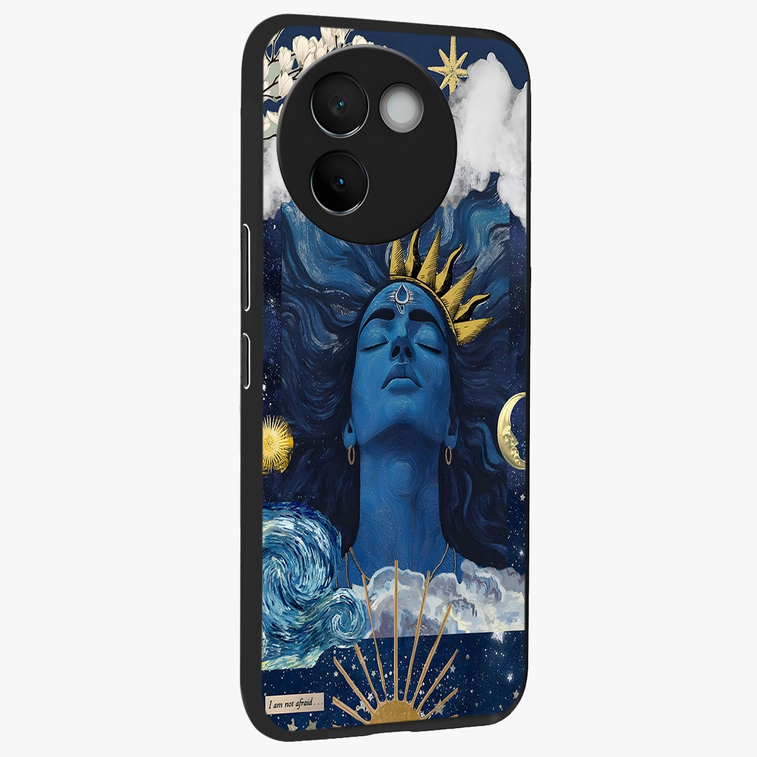 Aesthetic Lord Shiva Glass Case upright view showcasing powerful Lord Shiva artwork with devotional theme.