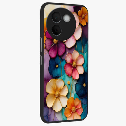 Artlyn Grace Flower Pattern Glass Case upright view showcasing graceful floral artwork with aesthetic botanical style.