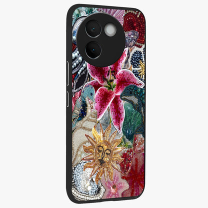 Beaded Garden Fantasy Glass Case upright view showcasing whimsical garden aesthetic with artistic bead details.