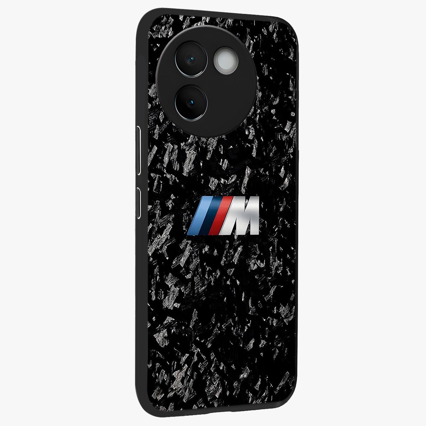 Carbon Speed Mark Glass Case upright view showcasing modern carbon speed graphic with bold automotive theme.