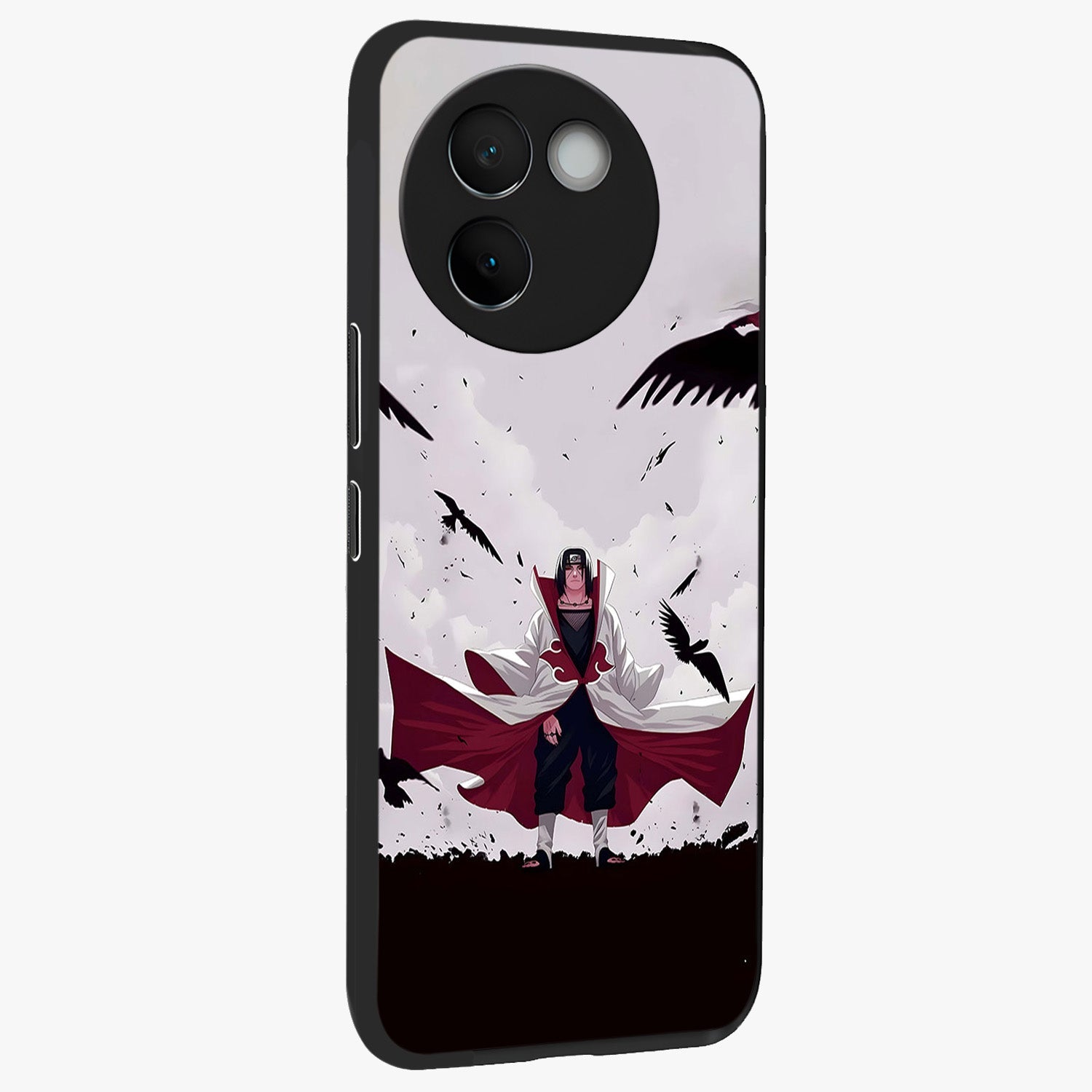 Crimson Crow Ascension Glass Case upright view showcasing dramatic crow artwork with bold gothic theme.