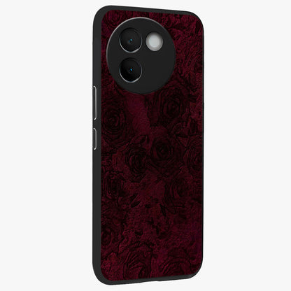 Crimson Fade Flow Glass Case upright view showcasing dynamic crimson flow artwork with stylish abstract theme.