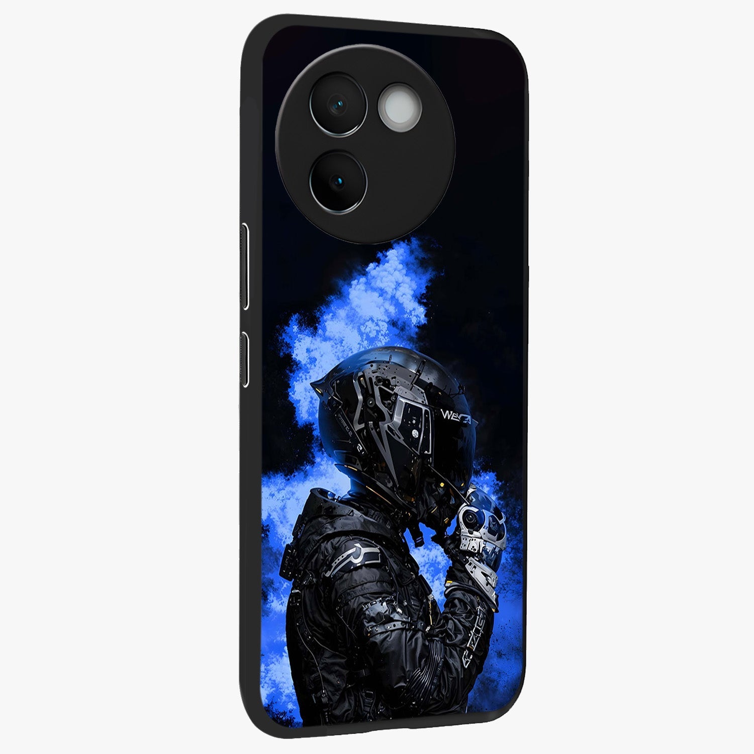 Cyber Sentinel Protocol Glass Case upright view showcasing advanced cyber sentinel artwork with futuristic tech theme.