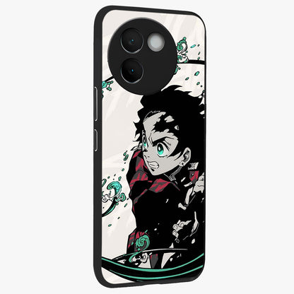 Demon Slayer Glass Case upright view showcasing powerful anime artwork with intense warrior theme.