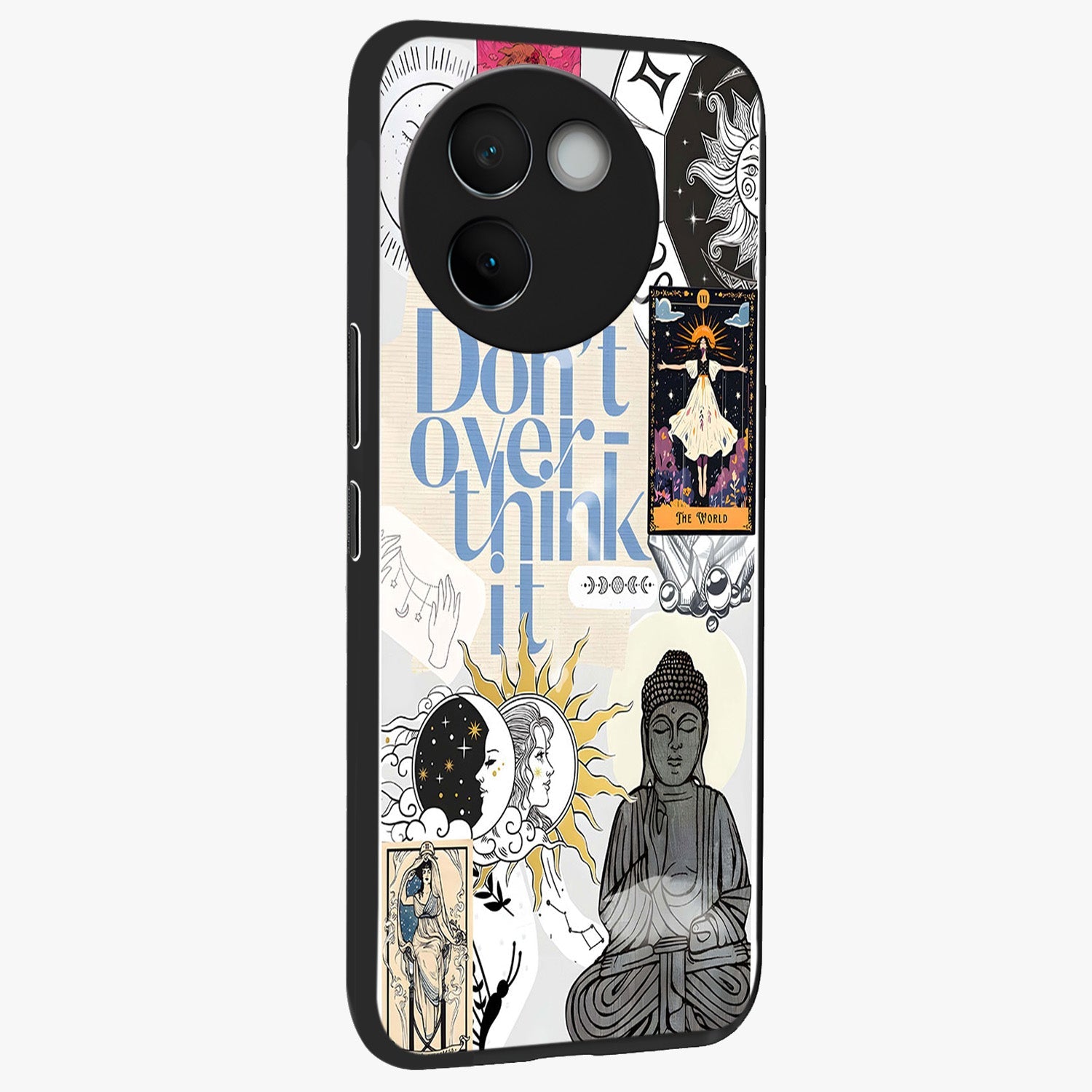 Ethereal Thoughts Glass Case upright view showcasing delicate artistic composition with peaceful dreamy theme.