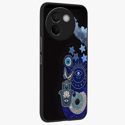 Galactic Charm Cluster Glass Case upright view showcasing glowing cosmic charm artwork with magical celestial style.