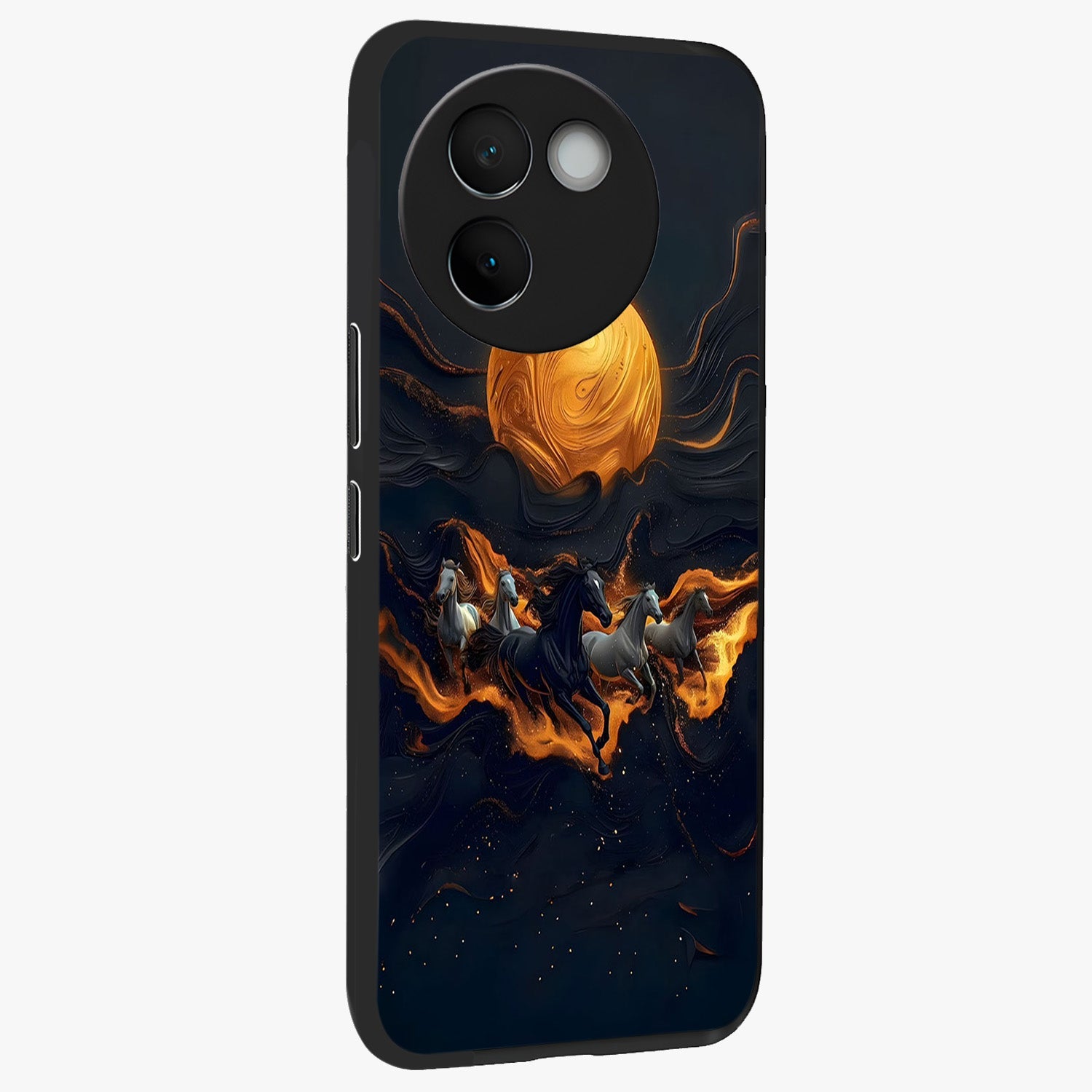 Golden Royal Heritage Glass Case upright view showcasing elegant royal artwork with classic heritage theme.