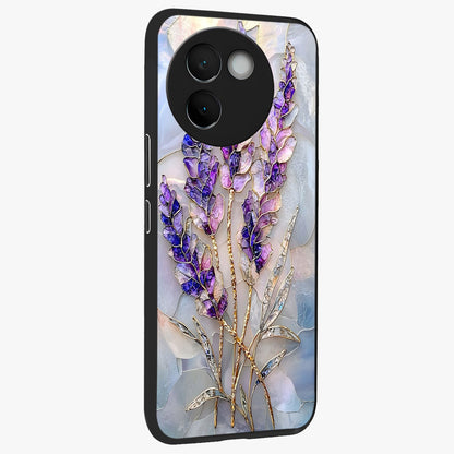 Lavender Dream Glow Glass Case upright view showcasing radiant lavender glow artwork with calming dreamy theme.