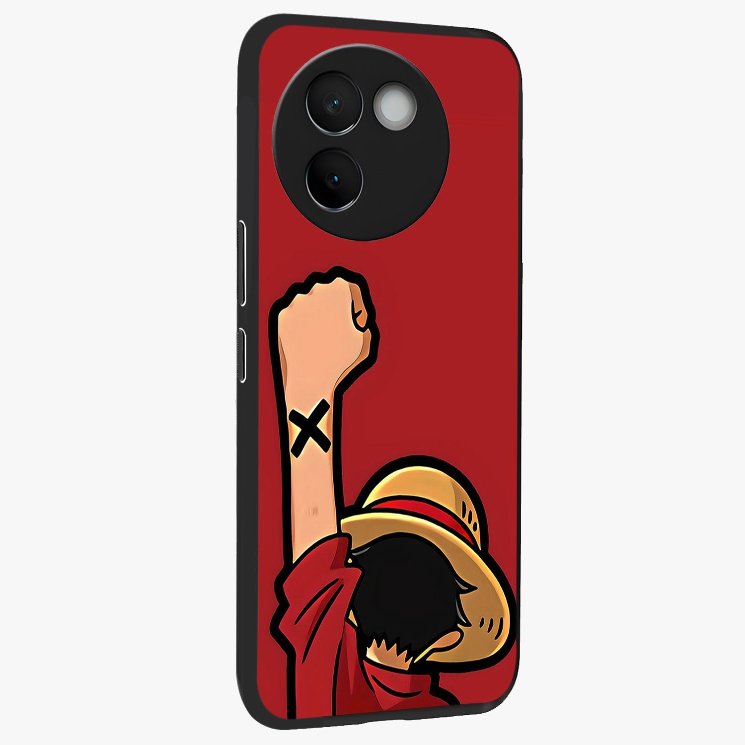 Luffy X Spirit Glass Case upright view showcasing striking anime artwork with adventurous character theme.
