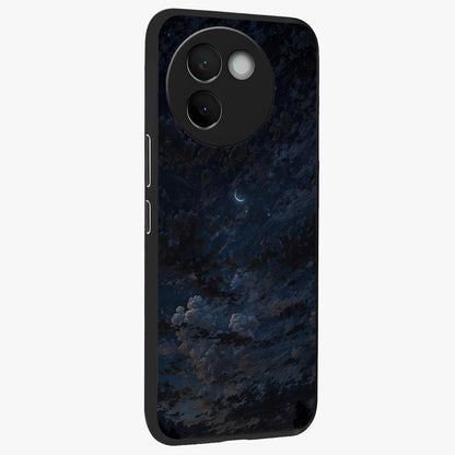 Lunar Veil Silence Glass Case upright view showcasing calm moon themed artwork with serene night atmosphere.