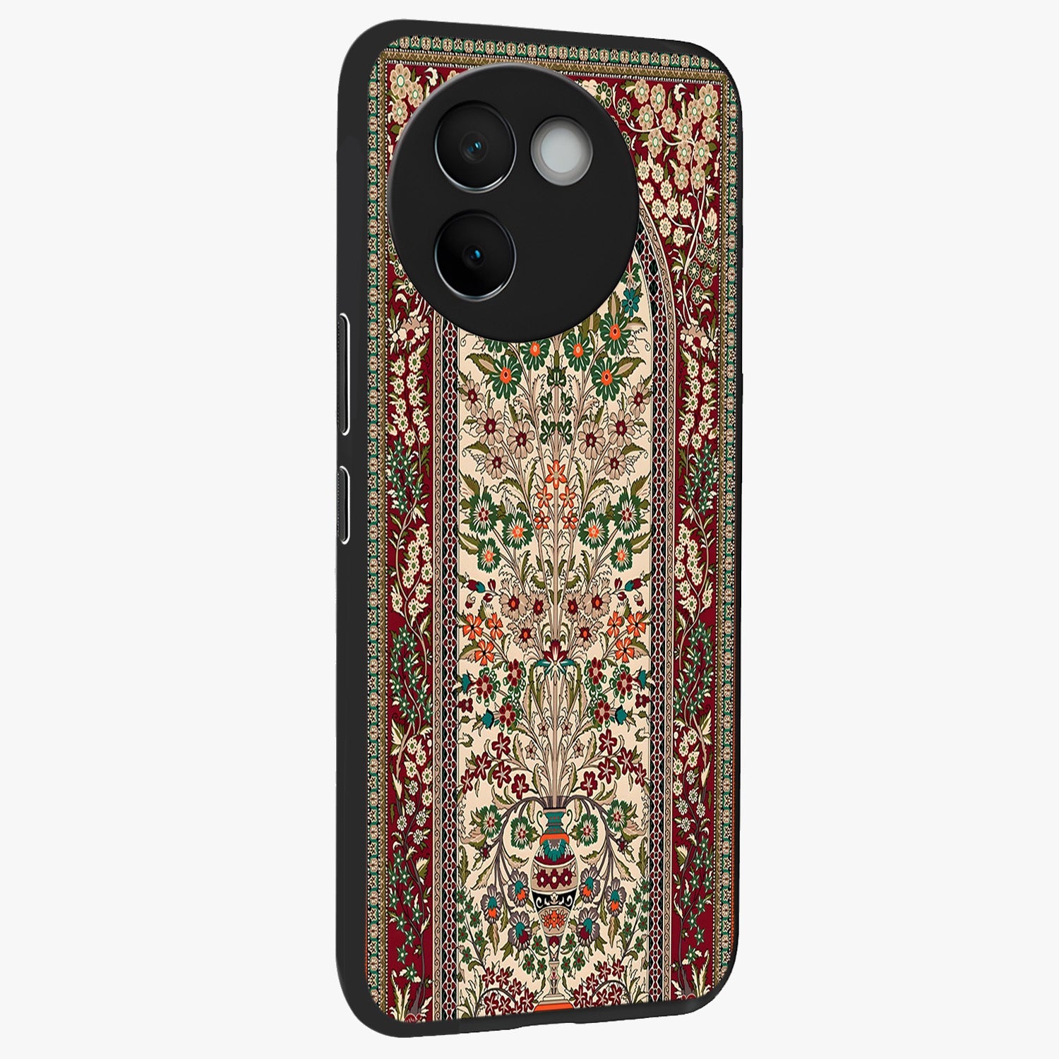 Persian Inspired Glass Case upright view showcasing decorative Persian artwork with rich heritage theme.