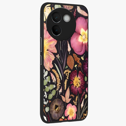 Petal Dream Tapestry Glass Case upright view showcasing detailed floral tapestry artwork with artistic nature theme.