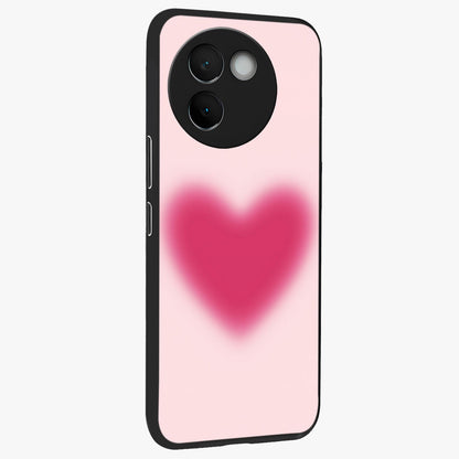 Pink Aura Heart Glass Case upright view showcasing romantic heart artwork with soft pastel theme.