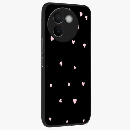 Pink Love Drops Glass Case upright view showcasing charming heart drop artwork with romantic playful theme.