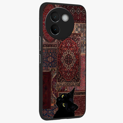 Regal Magic Cat Apple Glass Case upright view showcasing charming cat artwork with playful magical theme.