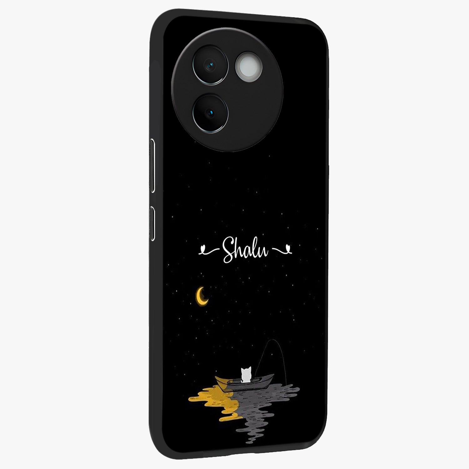 Silent Night Row Glass Case upright view showcasing tranquil night artwork with serene landscape theme.