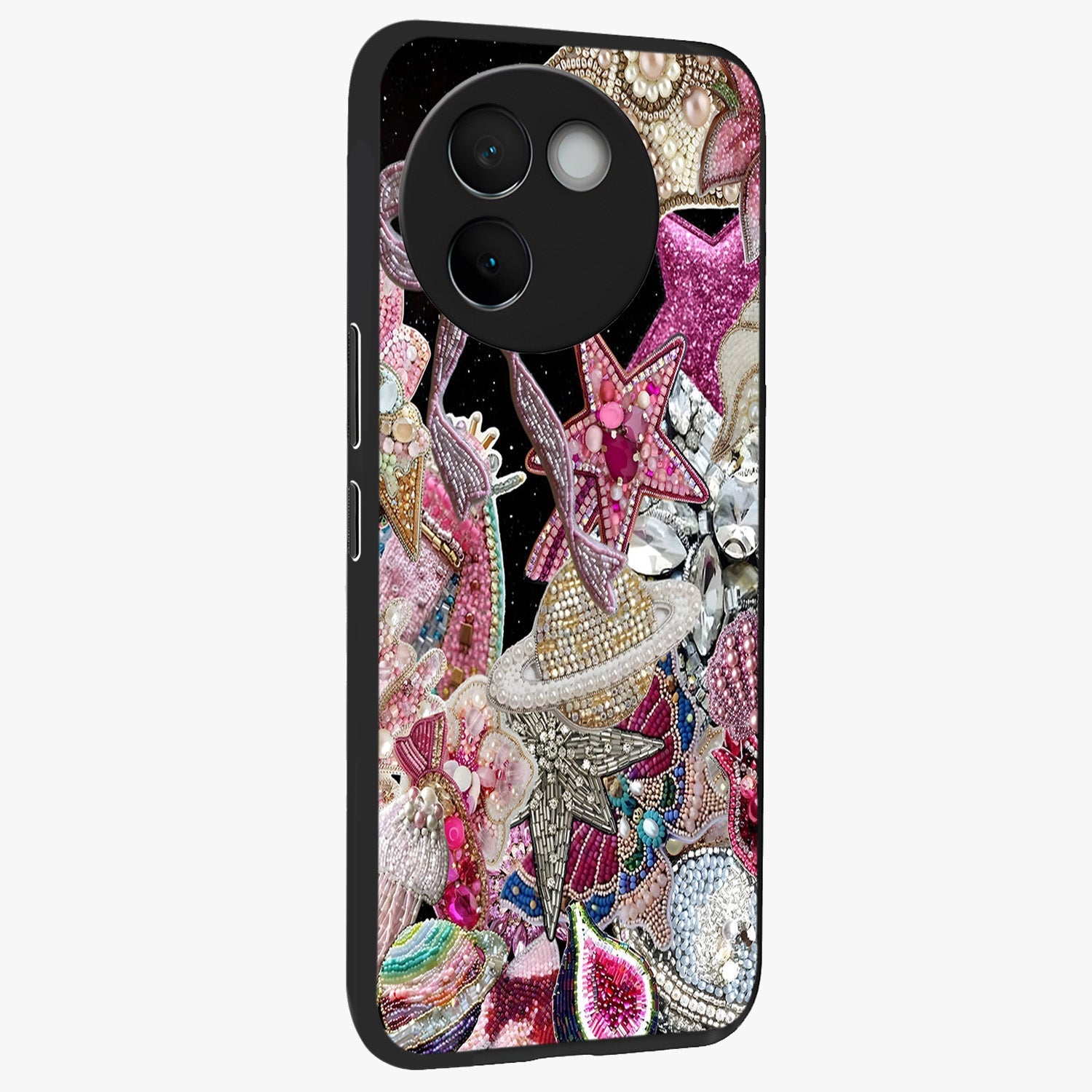 Starlit Jewel Dream Glass Case upright view showcasing radiant star inspired artwork with magical night theme.