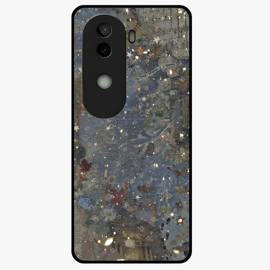 Aesthetic Astrolophia Glass Case showing flat back view with dreamy aesthetic design and glossy glass finish.