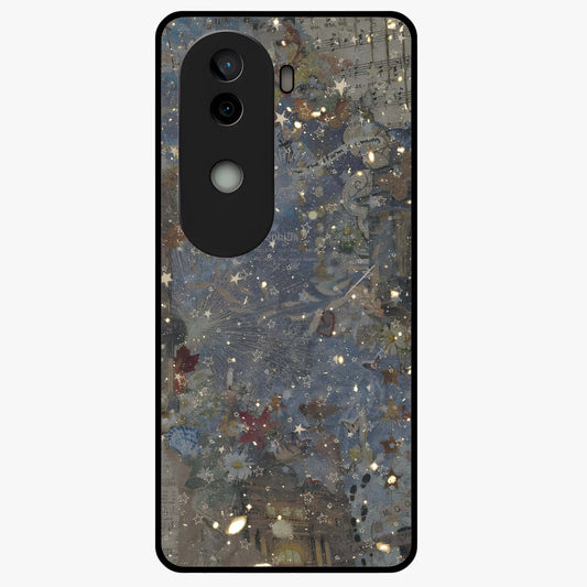 Aesthetic Astrolophia Glass Case showing flat back view with dreamy aesthetic design and glossy glass finish.