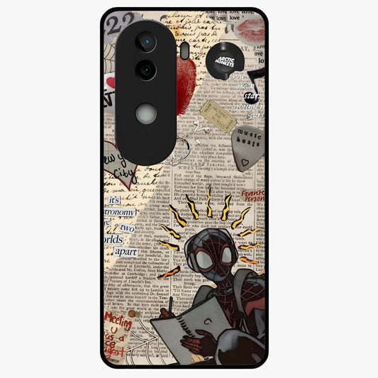 City Dream Sketch Glass Case showing flat back view with artistic city skyline sketch artwork and glossy glass finish.