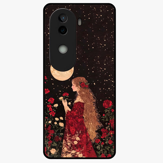 Crimson Dreams Glass Case showing flat back view with dreamy crimson artwork and glossy glass finish.