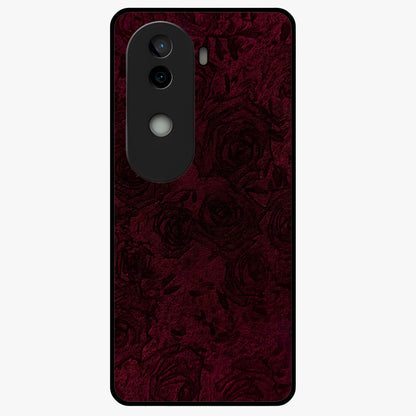 Crimson Fade Flow Glass Case showing flat back view with flowing crimson gradient artwork and glossy glass finish.