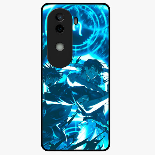 Cursed Energy Clash Glass Case showing flat back view with intense cursed energy artwork and glossy glass finish.