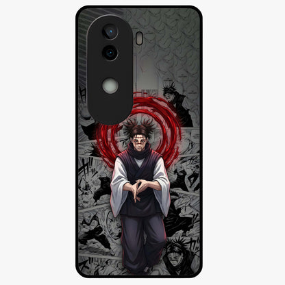Cursed Ritual Ascension Glass Case showing flat back view with dark ritual themed artwork and glossy glass finish.