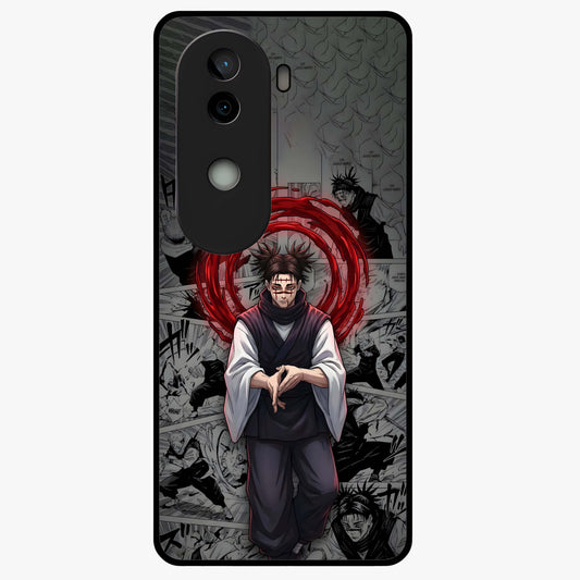 Cursed Ritual Ascension Glass Case showing flat back view with dark ritual themed artwork and glossy glass finish.