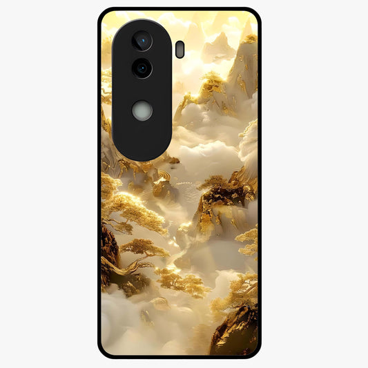 Gates Of Illumination Glass Case showing flat back view with mystical illuminated gate artwork and glossy glass finish.